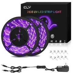 CLY 33ft LED UV Black Light Strip Kit, 600 600 Count (Pack of 1), Purple
