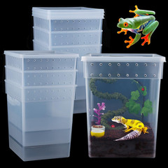 7 Pack Large Size Reptile Feeding Box Gecko Plastic Transparent Breeding Box for