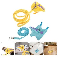 2Pcs Dino Plush Small Pet Harness and Leash Vest Comfortable Outdoor Use