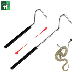 39” Retractable Snake Hook Stainless Steel Reptile Handling Tool Anti Slip Grip