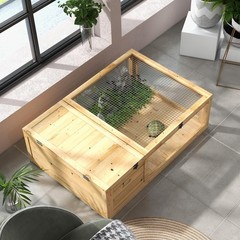 Pawhut Wooden Tortoise House Indoor Turtle Habitat Enclosure Outdoor Reptile