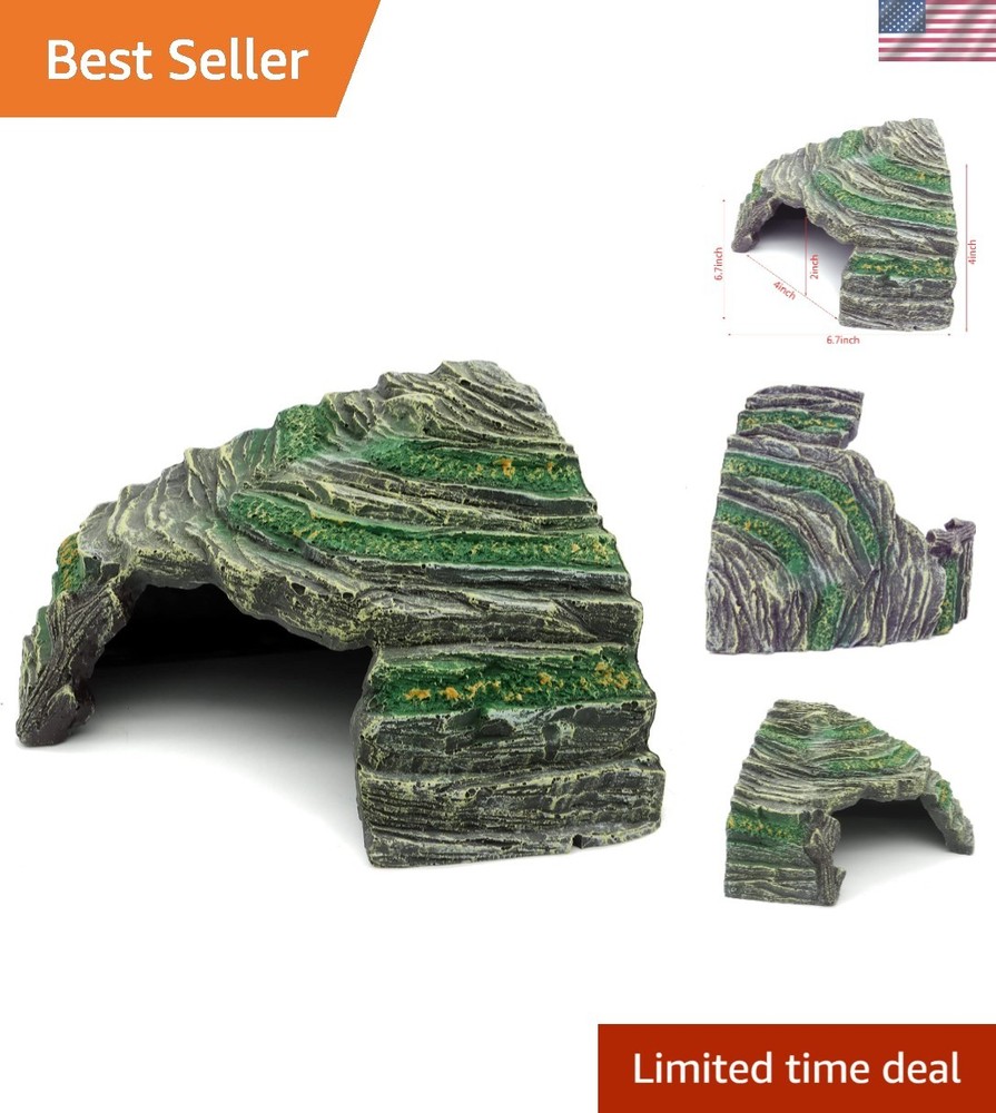 Versatile Reptile Hide – Medium Natural Rock Cave for Aquatic & Terrestrial Use