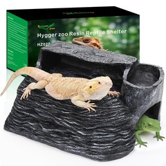 Reptile Hideout Snake Hide Cave Turtle Basking Platform with Food Bowl Shale …