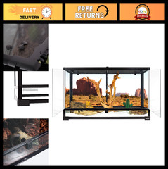 50 Gallon Reptile Glass Terrarium Tank with Double Hinge Door & Screen Ventilati