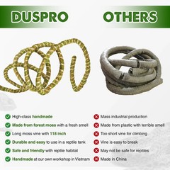 6.5FT Reptile Vine & Moss Set for Climbing Bendable Branch, Natural Moss Rope…
