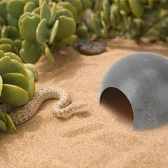 Reptile Hide Rest Cave Rubber Round Habitat Crawler Toys Pet Supplies