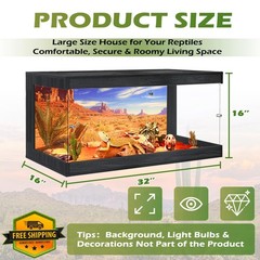 Royxen 34 Gal Reptile Terrarium Bearded Dragon Tank Black 32″