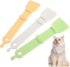 3PCS Cat Strip Feeder Spoon Cute Cat Head Lickable Treat Puree Dispenser