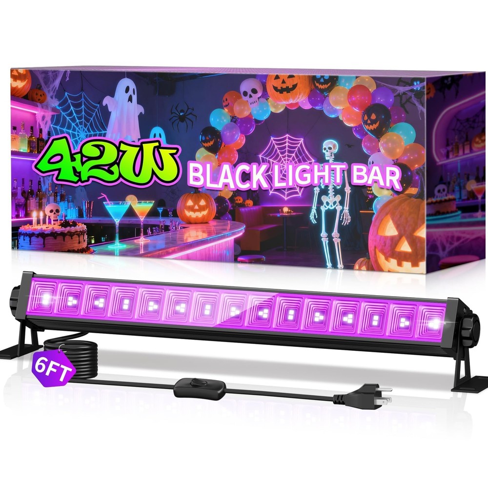 THECHAM 42W LED Black Light Bar, Blacklight Bar with 42W-1Pack,