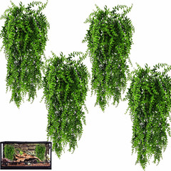 4 Pack Reptile Plants Terrarium Hanging Fake Vines with Suction Cup for Geckos