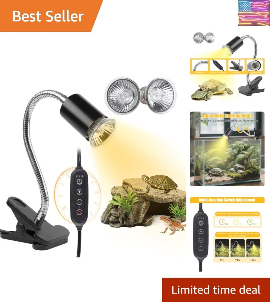 Turtle Basking Light Cycle Timer, Tortoise UVA UVB Heat Bulbs, 2 Pack