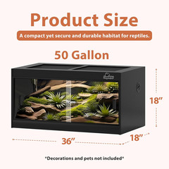 50 Gallon PVC Reptile Enclosure, 36″X18″X18″ Terrarium/Tank with Heavy-Duty Scr