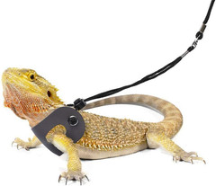 Bearded Dragon Harness and Leash Adjustable(S,M,L, 3 Pack) – Soft Leather Reptil