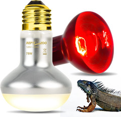 REPTI ZOO 75W Reptile Heat Lamp Bulb, 2PCS Day & Night Basking Spot Light Combo