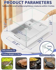 Small Turtle Tank Kit(Tank + Light + Water Pump), Acrylic Turtle Tank Starter…