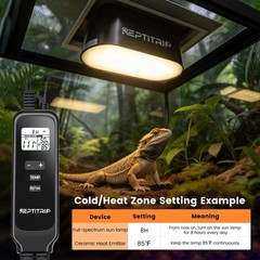 Dual Reptile Light Fixture with Timer & PID Dimming Thermostat, Day-Night Hea…