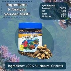 Crickets Freeze Dried for Large Fish Reptiles Turtles Frogs Tortoises Rodents