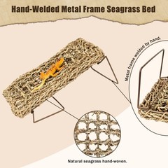 Bearded Dragon Hammock, Seagrass Reptile Basking Platform with Foldable Metal…