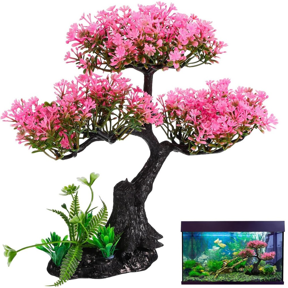Aquarium Decor Artificial Plants Tree Set: 11.4 Inch Plastic Plants for 10-50…