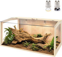 Bearded Dragon Tank, Lizard Tank with Clear Tempered Glass Roof, Anti-Scratch Re