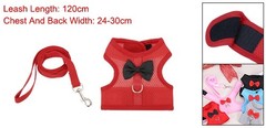 Rabbit Harness and Leash Small Pet Cute Vest Harness Leash(M Red)