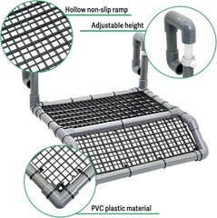 Hanging Turtle Basking Platform with Adjustable Height and Climbing Ramp in Grey
