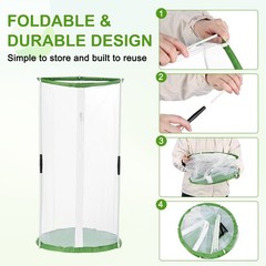 Outdoor Butterfly Habitat Cage Terrarium [White with Green, 12 x 12 x 24 Inch]