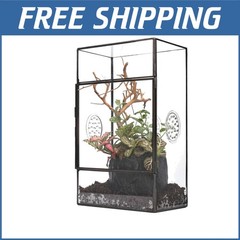 Stylish Rectangular Glass Terrarium with Vents – Perfect for Indoor Display-