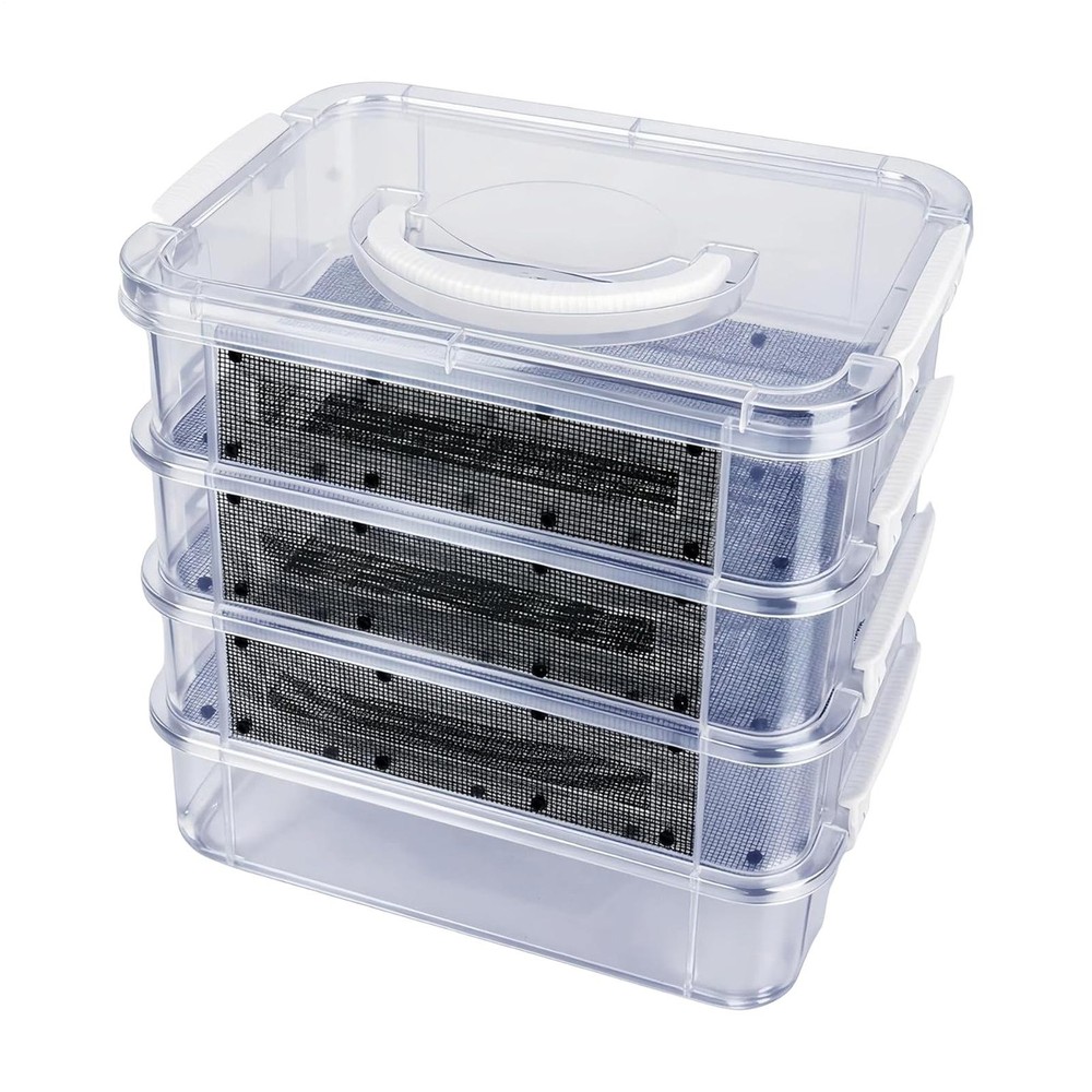 Mealworm Breeding Kit 4-Layer Clear Mesh Feeding Bin Mealworm Farm