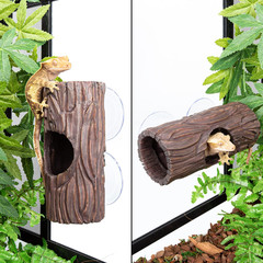 REPTIZOO Reptile Hide Cave Resin Hollow Tree Trunk Hideout Hermit Crab Climbi…