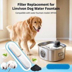 8-Pack Replacement Filters & Sponges Only for WF400 Pet Water Fountain, Desig…