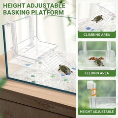 Aquatic Turtle Tank Kit+Lamp+Filter, Upgrade PC Turtle Tank Starter Kit with Adj