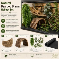 Bearded Dragon Tank Accessories, Reptile Mat Hammock Plants Bridge Jungle Cli…