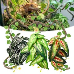 5 Pcs Reptile Plants & Habitat Decor Kit – 3 Artificial Plants & Large 3.3ft …