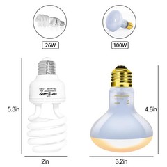 REPTI ZOO Dual Reptile Light Fixture Reptile Heat Lamp Combo Pack, 100W UVA D…