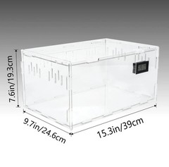 Reptile Terrarium Breeding Tank Acrylic Reptile Feeding Box with Temperature …