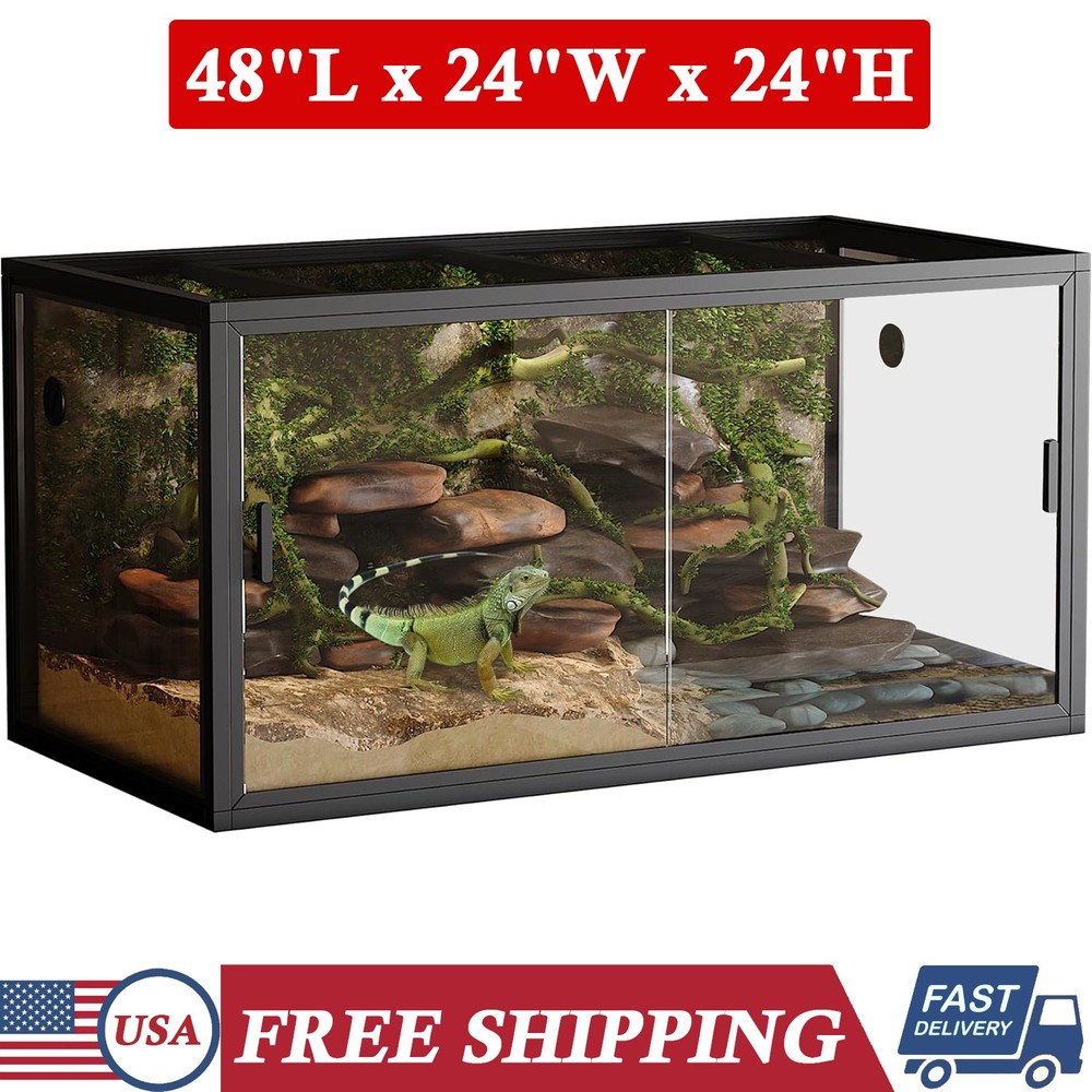 120 Gal Bearded Dragon Tank 48″L x 24″W x 24″H Large Reptile Terrarium Enclosure