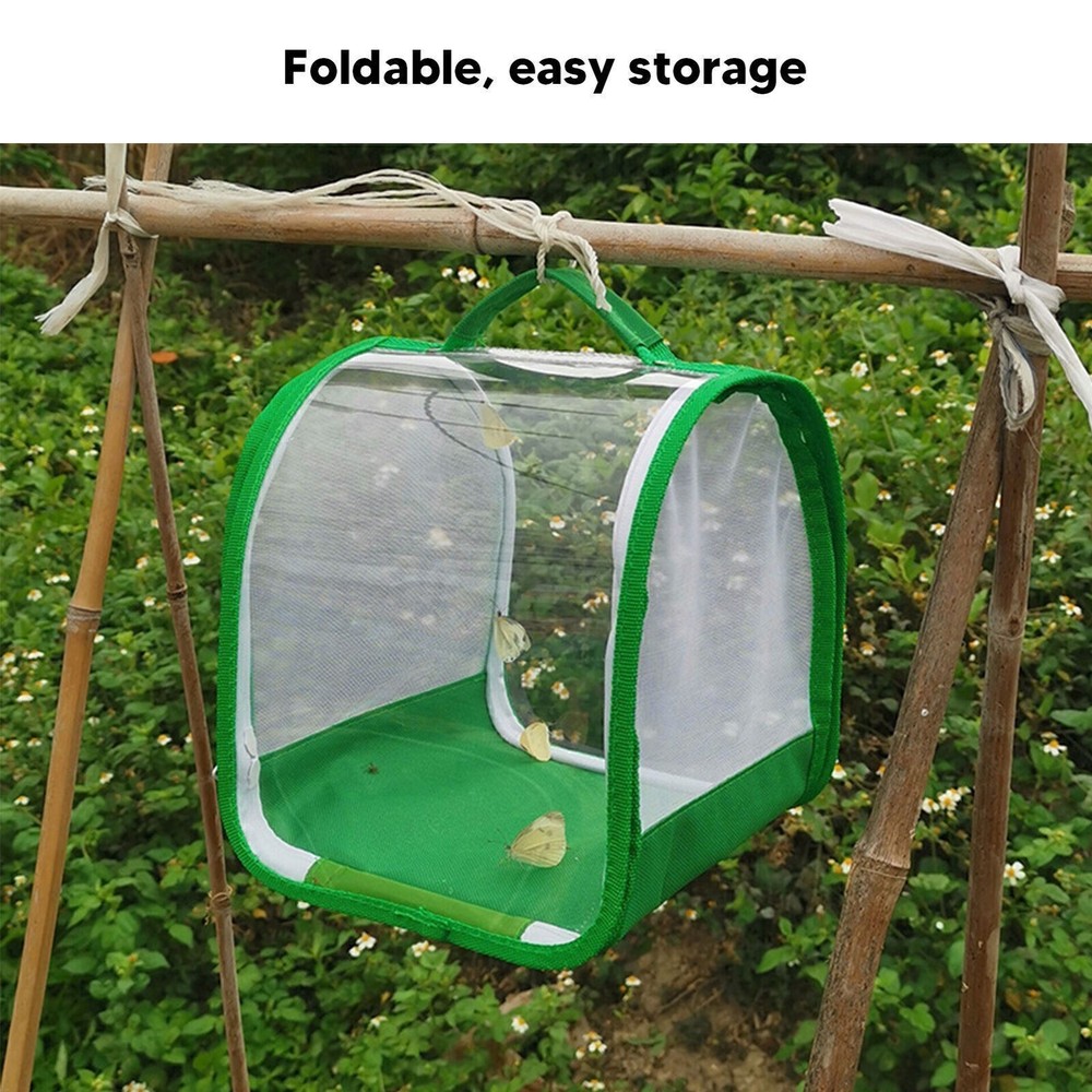 Insect Habitat Cage 360 Degree Full Transparent Portable Folding Insect Mesh Cag