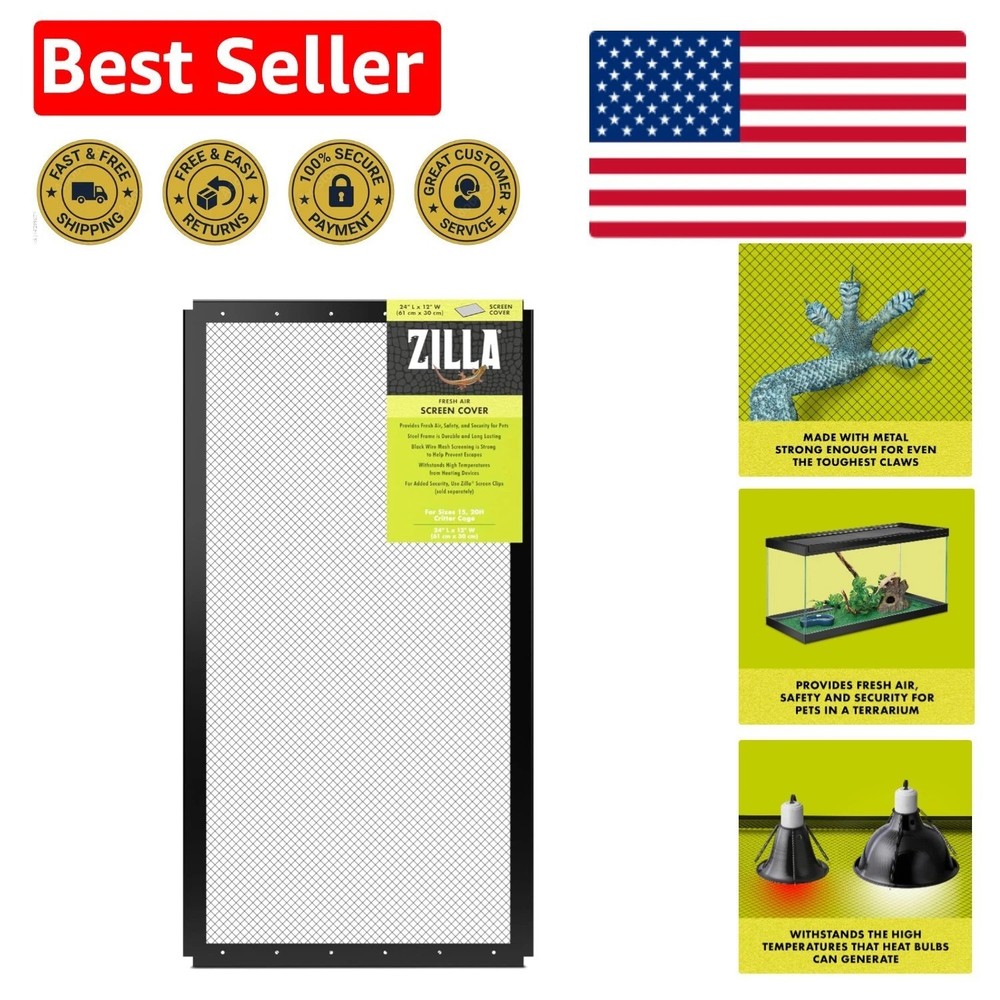 Durable and Heat Resistant Reptile Screen Cover, 24 x 12 Inches – Zilla Quality