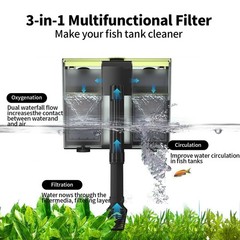 Aquarium Filter- 4 in 1 Double Waterfall U-V Fish Tank Filter for Green Water…