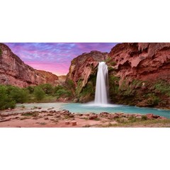 AWERT 36×18 inches Reptile Habitat Background Sunset Mountain Waterfall Terra…