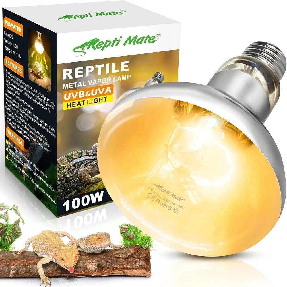 1 Pack 100W Reptile Heat Lamp Bulbs, Full Spectrum UVA/UVB Reptile Light Bulb an