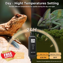 REPTITRIP 5.5 Inch Reptile Heat Lamp Fixture with PID Thermostat and 100W Cer…