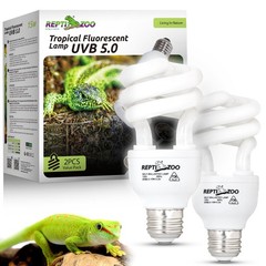 REPTI ZOO UVB Light for Tropical Reptile, 2 Pack 5.0 15W UVA 15W, Black