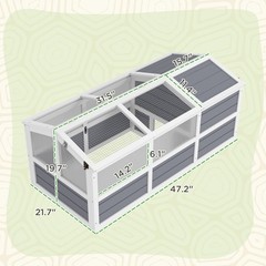 Wooden Tortoise Habitat Outdoor w/ Bottomless, Doors, PC Sun Panel Windows