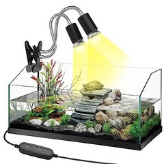 Reptile Heat Lamp,Double-Head Heating Lamp for Reptiles, UVA/B Turtle Black