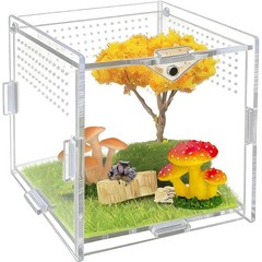 Jumping Spider Enclosure 4″x4″x4″ Acrylic Habitat Terrarium