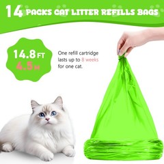 14 Pack Cat Litter Refill Bags, 7-Layer Odor-Control Cat Litter Pail Refills,…