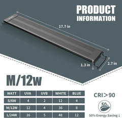 18-Inch LED UVA UVB Light for Reptiles with Controller, Full Spectrum UVA & UVB