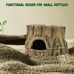 3 in 1 Reptile Hide Cave,Lizard Humid Hideout with Detachable Base and Clay W…
